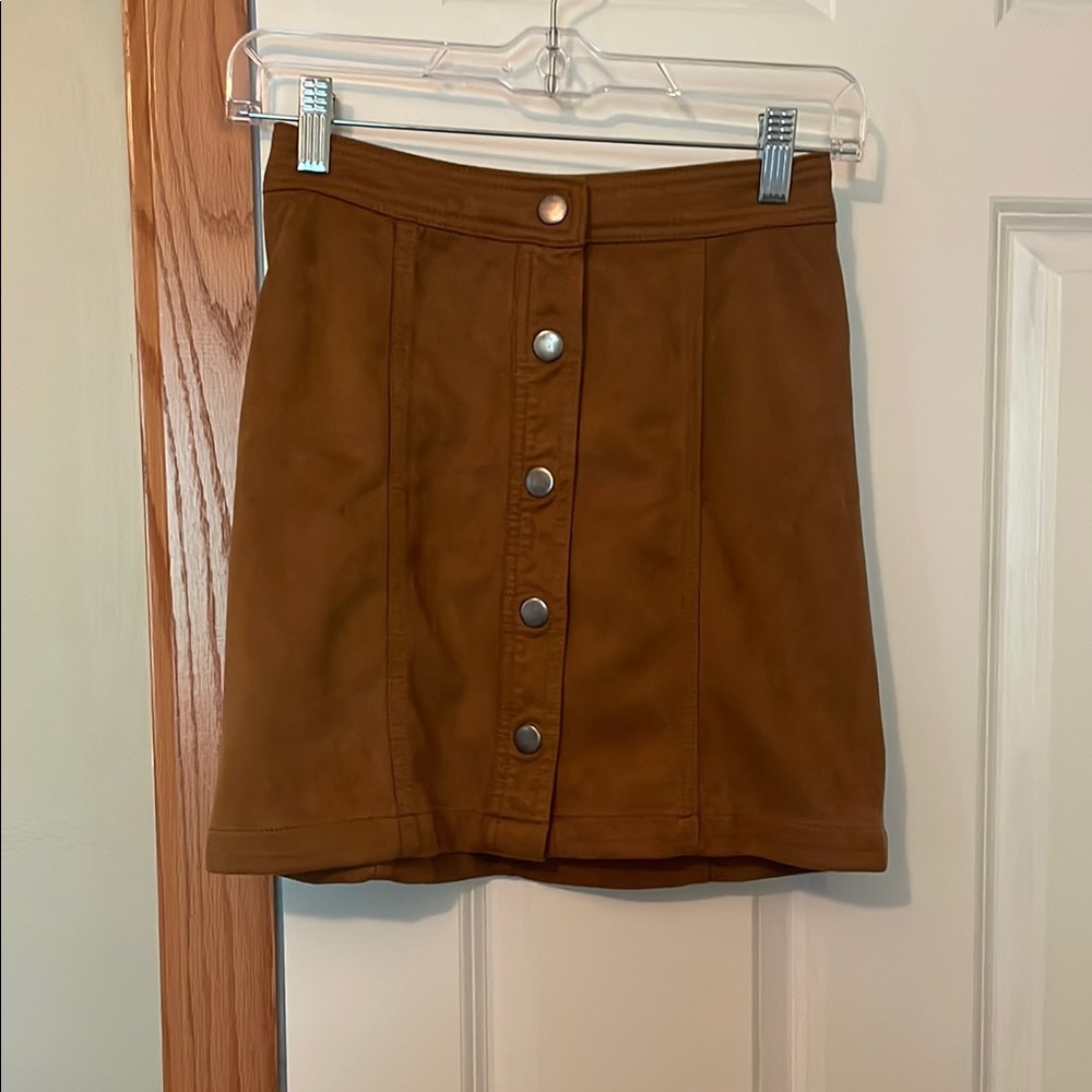 No Boundaries Tan Button-Front A-Line Skirt